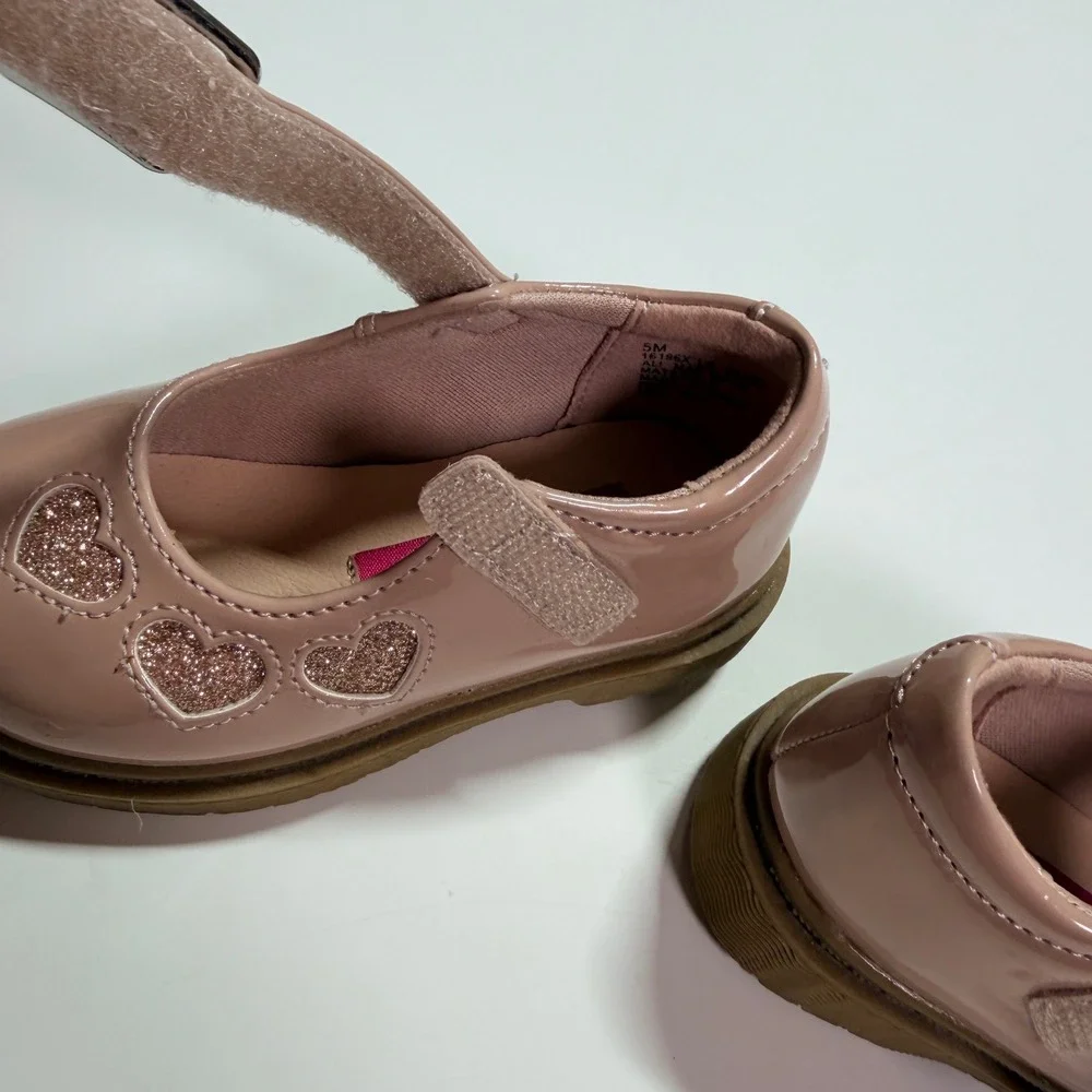 Rachel Shoes Mary Jane Girls Dressy Size 5 Pink Pantent Heart Glitter Lil Zandi